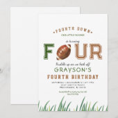 Huddle Up Football 4e verjaardagsfeestje Kaart (Voorkant / Achterkant)