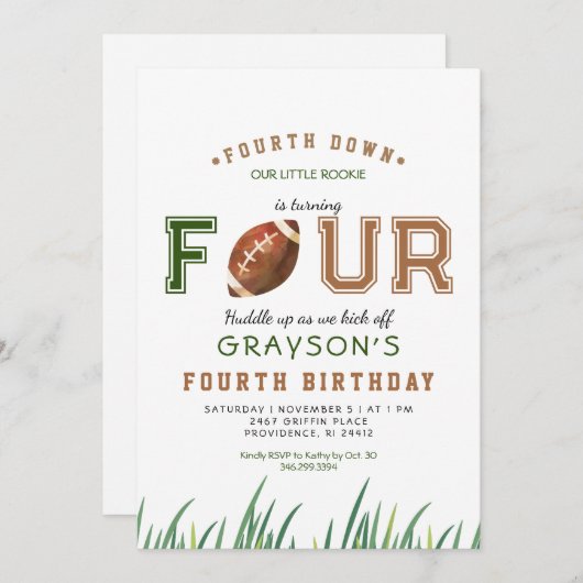 Huddle Up Football 4e verjaardagsfeestje Kaart (Voorkant / Achterkant)