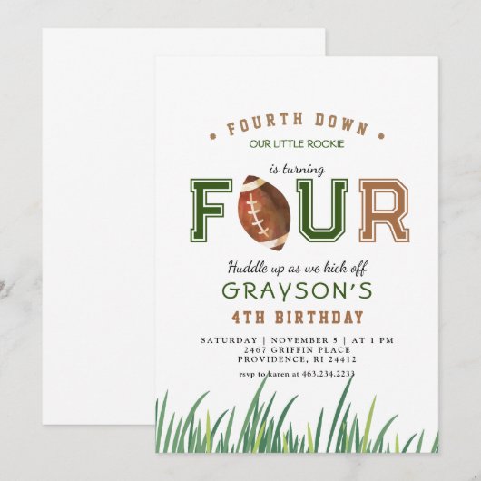 Huddle Up Football 4e verjaardagsfeestje Kaart (Voorkant / Achterkant)