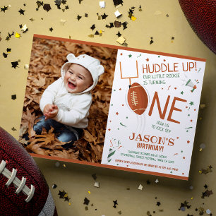 Huddle Up Football Brown Foto 1e verjaardag Kaart