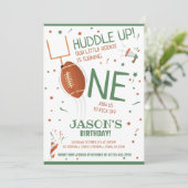 Huddle Up Groene Rookie Football 1e Verjaardag Kaart (Staand voorkant)