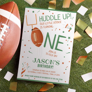 Huddle Up Groene Rookie Football 1e Verjaardag Kaart