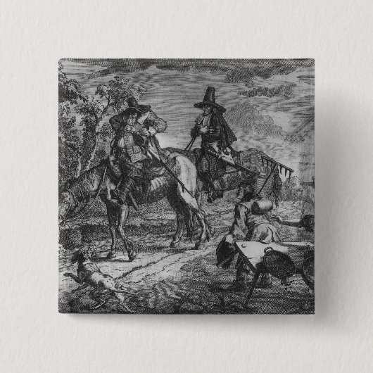 Hudibras Sallies Forth, Bord II Vierkante Button 5,1 Cm (Voorkant)