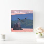 Hudson Athens Lighthouse - Hudson City Light, NY Vierkante Klok (Huis)