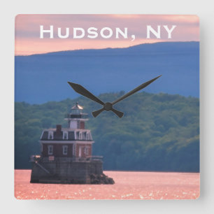 Hudson Athens Lighthouse - Hudson City Light, NY Vierkante Klok