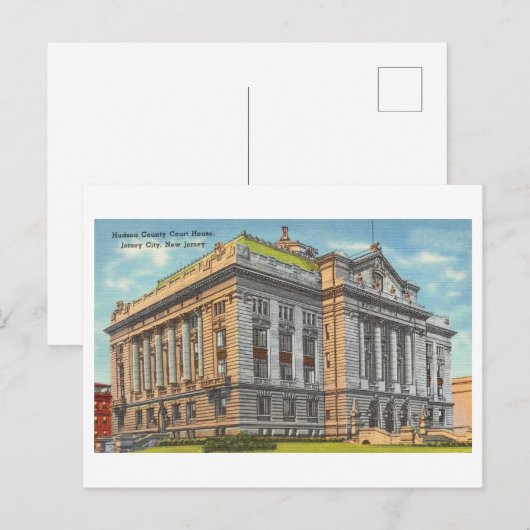Hudson County Court House in Jersey City, Verenigd Briefkaart (Voorkant / Achterkant)