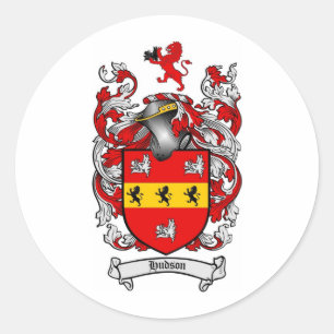HUDSON FAMILY CREST - HUDSON COAT OF ARMS RONDE STICKER