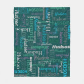 Hudson gepersonaliseerde naam aqua groen paarse gr fleece deken (Voorkant)