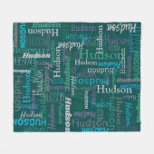 Hudson gepersonaliseerde naam aqua groen paarse gr fleece deken (Voorkant (Horizontaal))