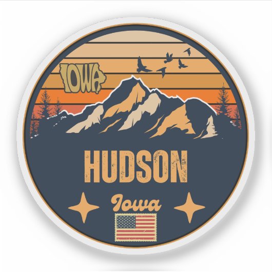 Hudson, Iowa Ia, Verenigde Staten Sticker (Voorkant)