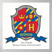 Hudson jongensnaam: heraldry shield poster (Voorkant)