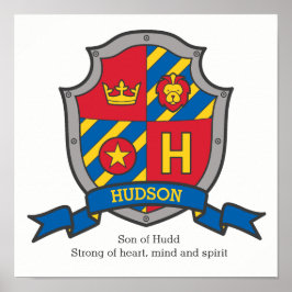 Hudson jongensnaam: heraldry shield poster