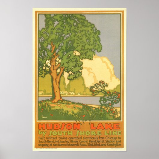 Hudson Lake- Vintage Travel Poster (Voorkant)