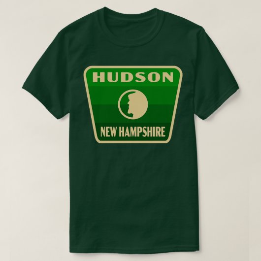 Hudson New Hampshire Retro Badge Groen T-shirt (Design voorkant)