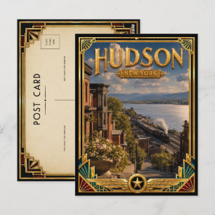Hudson New York Vintage Art Deco Gouden Tijdperk Briefkaart