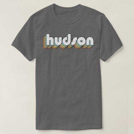 Hudson Retro Rainbow Typography Vervaagde stijl T-shirt (Design voorkant)
