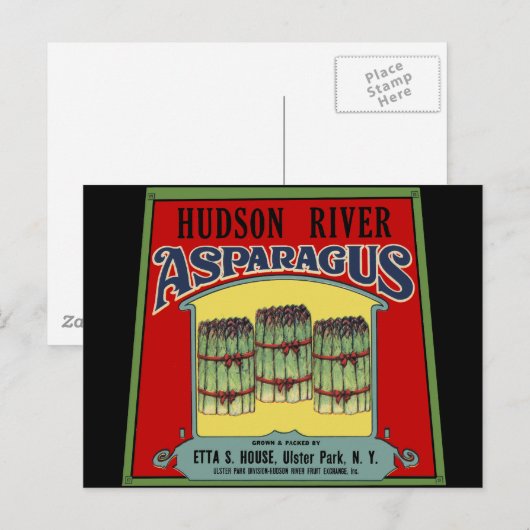 Hudson River Asparagus Label Briefkaart (Voorkant / Achterkant)
