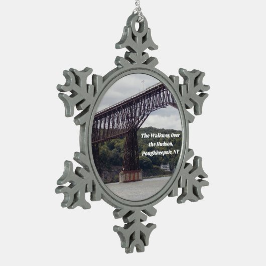Hudson River Walkway met kerstversiering Tin Sneeuwvlok Ornament (Links)
