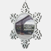 Hudson River Walkway met kerstversiering Tin Sneeuwvlok Ornament (Rechts)