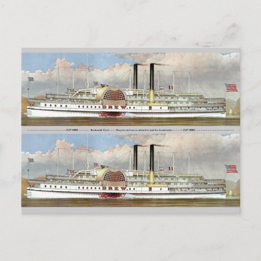 Hudson Steamer 1877 Bladwijzer Briefkaart (Voorkant)