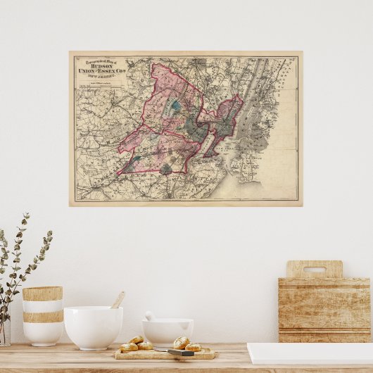 Hudson, Union, Essex Cos, NJ Poster (Keuken)