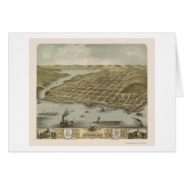 Hudson, WI Panoramic Map - 1870 (Voorkant Horizontaal)