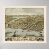 Hudson, WI Panoramic Map - 1870 Poster (Voorkant)