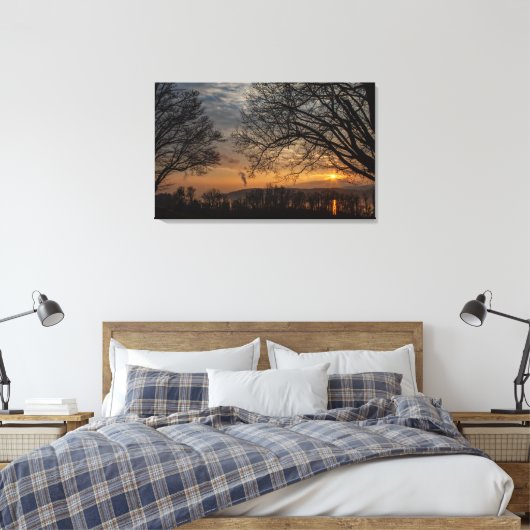 Hudson Winter Sunset Canvas Afdruk (Insitu (Slaapkamer))