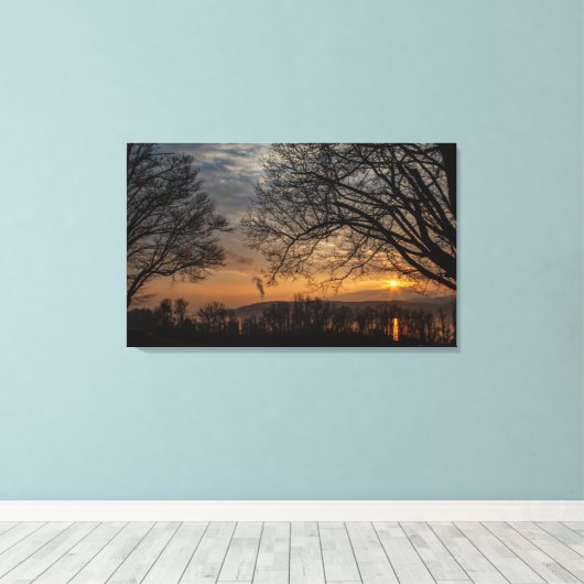 Hudson Winter Sunset Canvas Afdruk (Insitu (Houten vloer))