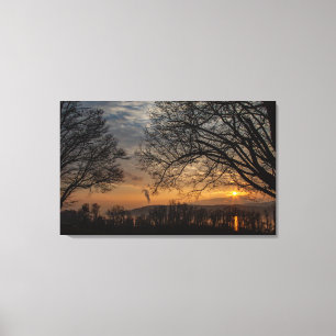 Hudson Winter Sunset Canvas Afdruk