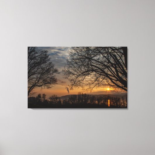 Hudson Winter Sunset Canvas Afdruk (Voorkant)