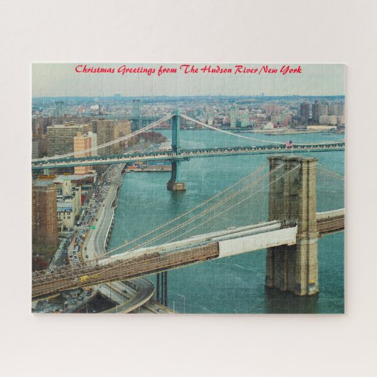 Hudsonrivier New York. Kerstgroeten Legpuzzel (Horizontaal)