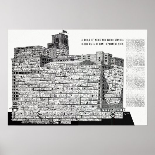 Hudson's Detroit - Cutout Building Poster (Voorkant)