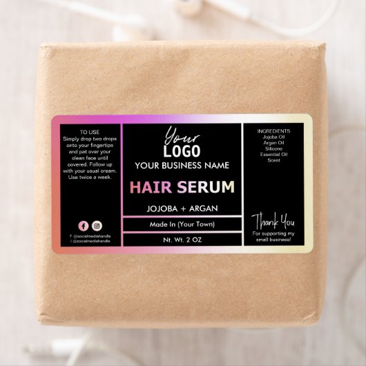 Hue Pink Oranje Holographic Hair Serum Labels (Insitu)