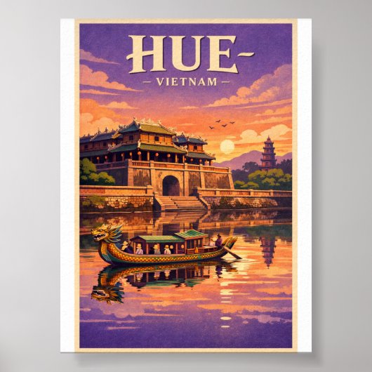 Hue stad Vietnam Retro Reisposter Poster (Voorkant)