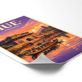 Hue stad Vietnam Retro Reisposter Poster (Hoek)