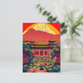 Hue Vietnam Pagoda Travel Retro Briefkaart (Staand voorkant)