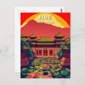 Hue Vietnam Pagoda Travel Retro Briefkaart (Voorkant / Achterkant)