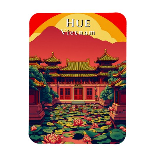 Hue Vietnam Pagoda Travel Retro Magneet (Verticaal)