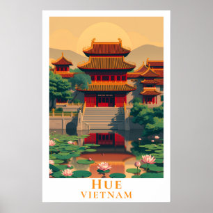 Hue Vietnam Vintage Reis Retro Keizerlijke Stad Ku Poster