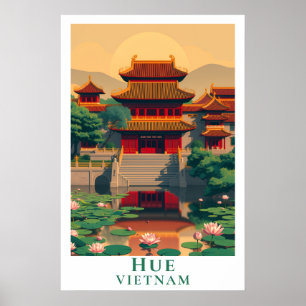 Hue Vietnam Vintage Reis Retro Keizerlijke Stad Ku Poster