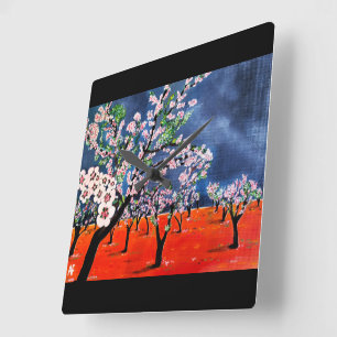 Huerto de Almendros Schilderij door Alfred Fox Vierkante Klok