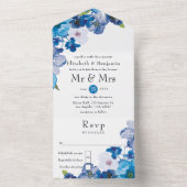 Hues Blue Floral Wedding All in One Invitation Uitnodiging (Binnen)