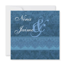 Hues of Blue Damask Wedding Invitation E403