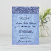 Hues of Blue Damask Wedding Sjabloon Kaart (Staand voorkant)