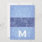 Hues of Blue Damask Wedding Sjabloon Kaart (Achterkant)