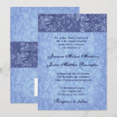 Hues of Blue Damask Wedding Sjabloon Kaart (Voorkant / Achterkant)