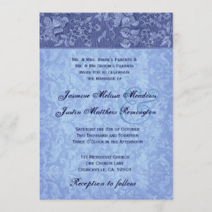 Hues of Blue  Damask Wedding Sjabloon Kaart