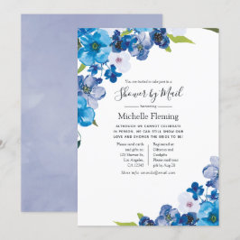 Hues of Blue Floral Baby of Vrijgezellenfeest per  Kaart