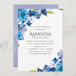 Hues of Blue Floral Bachelorette Party uitnodiging